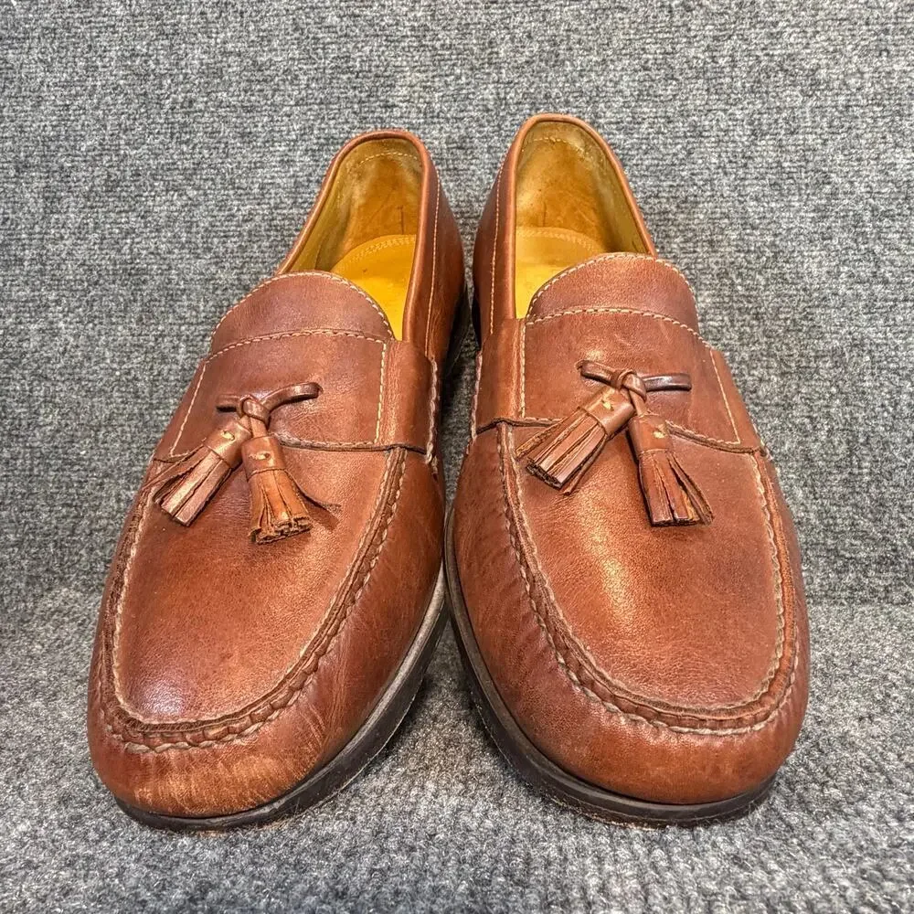 Cole Haan Mens Brown Leather Tassel Loafers Slip On Dress Shoes Size 14W Classic